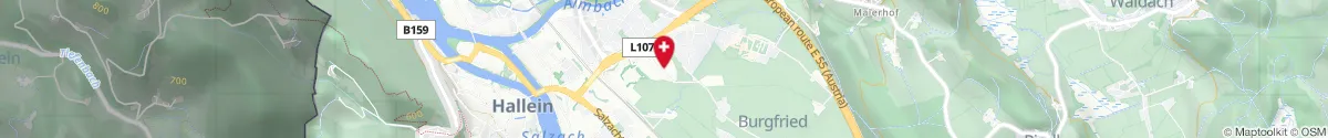 Kartendarstellung des Standorts für Wiestal-Apotheke in 5400 Hallein